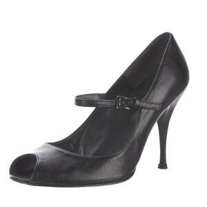 STUART WEITZMAN Black Leather Mary Jane Heels Size 9